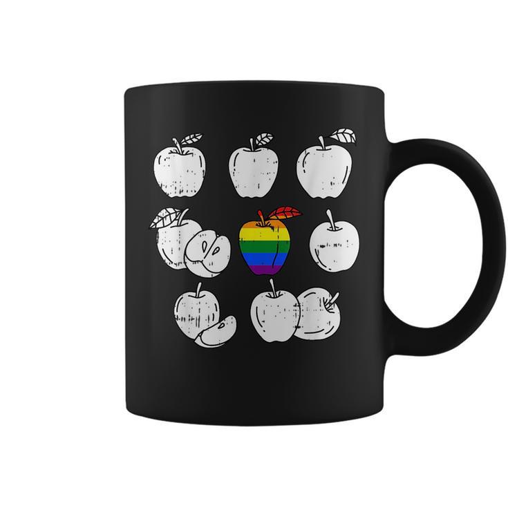 Apple Picking Gay Pride Lgbt Q Retro Pride Flag Fruit Coffee Mug Mazezy