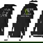 Peace Love Pickles Retro Pickles Lover Food Lover Long Sleeve T-Shirt