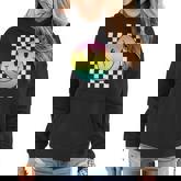Rainbow Smile Face Cute Checkered Smiling Happy Women Hoodie