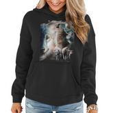 Space Wolves Wolf Howling At Moon Women Hoodie