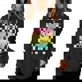 Rainbow Smile Face Cute Checkered Smiling Happy Women Sweatshirt