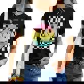 Rainbow Smile Face Cute Checkered Smiling Happy Women T-shirt