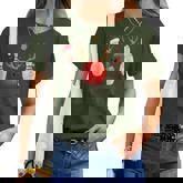 Bowling Christmas Santa Hat Xmas Lights Women T-shirt