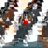 Bowling Christmas Santa Hat Xmas Lights Women's Oversized Comfort T-Shirt