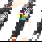 Rainbow Smile Face Cute Checkered Smiling Happy Women's Oversized Comfort T-shirt Back Print