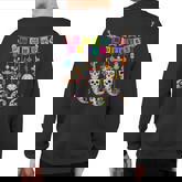 Dia De Los Muertos Sugar Skulls Moon Cat Mexican Day Of Dead Sweatshirt Back Print