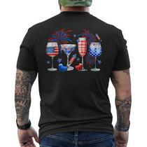 Red Wine & Blue 4Th Of July Wine Red White Blue Wine Glasses Wine Funny  Gifts Mens Back Print T-shirt | Mazezy