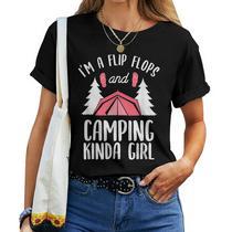 Sassy Flip Flop Camping Beer Drinking Girl Summer Camp Women T