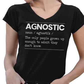 Agnostic Definition Anti-Religion Agnosticism Atheist Definition Funny Gifts Women V-Neck T-Shirt | Mazezy