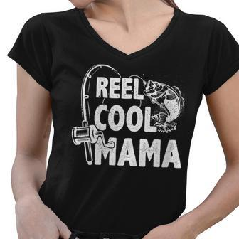 Family Lover Reel Cool Mama Fishing Fisher Fisherman Gift For Womens Gift For Women Women V-Neck T-Shirt | Mazezy