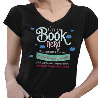 Funny Im A Book Nerd | Reading Book Lover Gift Reading Funny Designs Funny Gifts Women V-Neck T-Shirt | Mazezy