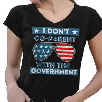 I Dont Co-Parent With The Government Crt Funny Homeschool Government Funny Gifts Women V-Neck T-Shirt | Mazezy
