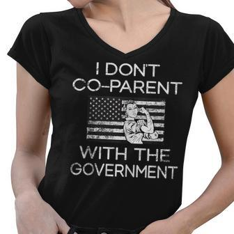 I Dont Co-Parent With The Government Funny Parenting Mom Gifts For Mom Funny Gifts Women V-Neck T-Shirt | Mazezy