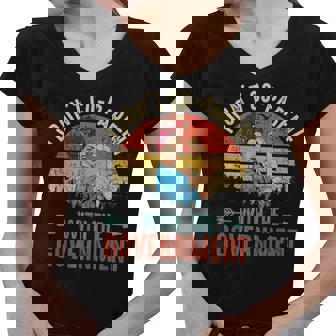 I Dont Coparent With The Government Retro Vintage Government Funny Gifts Women V-Neck T-Shirt | Mazezy