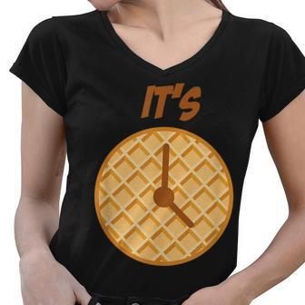 It Is Waffle Time Tasty Retro Syrup Breakfast IT Funny Gifts Women V-Neck T-Shirt | Mazezy