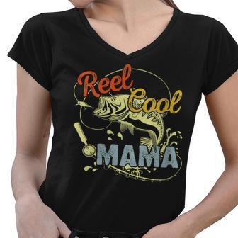 Mothers Day Funny Retro Reel Cool Mama Fishing Lover Gift For Womens Gift For Women Women V-Neck T-Shirt | Mazezy