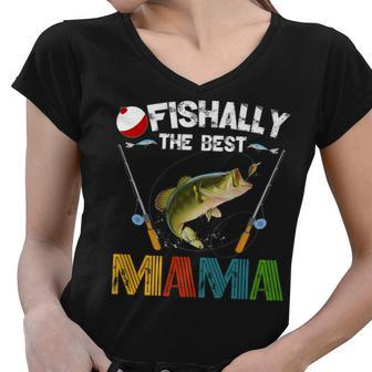Ofishally The Best Mama Fishing Rod Mommy Funny Mothers Day Gift For Women Women V-Neck T-Shirt | Mazezy UK