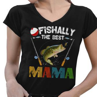 Ofishally The Best Mama Fishing Rod Mommy Funny Mothers Day Gift For Womens Gift For Women Women V-Neck T-Shirt | Mazezy