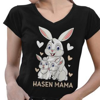 Rabbit Mum Design Cute Bunny Outfit For Girls Gift For Women Women V-Neck T-Shirt | Mazezy