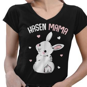 Rabbit Mum With Rabbit Easter Bunny Gift For Women Women V-Neck T-Shirt | Mazezy