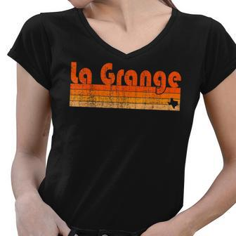 Retro 80S Style La Grange Tx 80S Vintage Designs Funny Gifts Women V-Neck T-Shirt | Mazezy