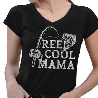 Retro Reel Cool Mama Fishing Fisher Mothers Day Gift For Women Women V-Neck T-Shirt | Mazezy