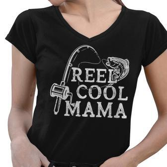 Retro Reel Cool Mama Fishing Fisher Mothers Day Gift For Womens Gift For Women Women V-Neck T-Shirt | Mazezy