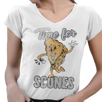 Time For Scones Breakfast Food Meme Meme Funny Gifts Women V-Neck T-Shirt | Mazezy