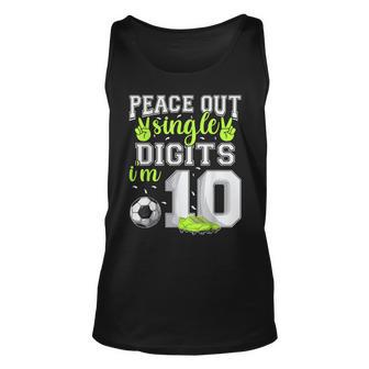 10Th Birthday Boys Soccer Peace Out Single Digits Tank Top - Monsterry