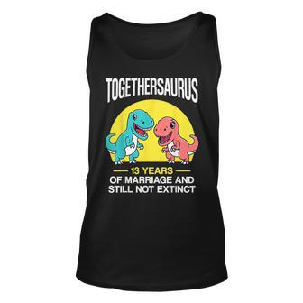 13Th 13-Year Wedding Anniversary T-Rex Couple Tank Top - Monsterry CA