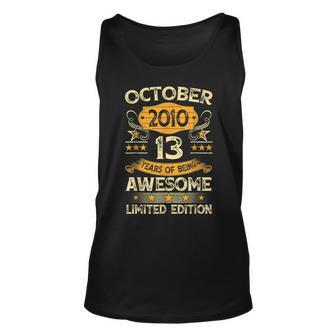 13Th Birthday Decoration October 2010 13 Years Old Tank Top | Mazezy