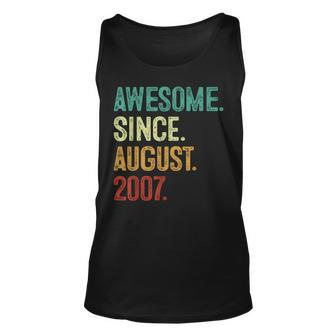 16 Year Old Awesome Since August 2007 16Th Birthday Unisex Tank Top - Monsterry UK