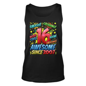 16Th Birthday Comic Style Awesome Since 2007 16 Year Old Boy Tank Top | Mazezy