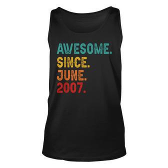 16Th Birthday Gift 16 Year Old Awesome Since June 2007 Men Unisex Tank Top | Mazezy