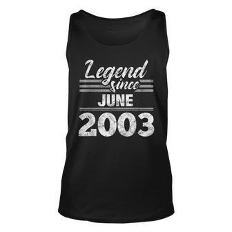16Th Birthday Gift Legend Since June 2003 Unisex Tank Top | Mazezy