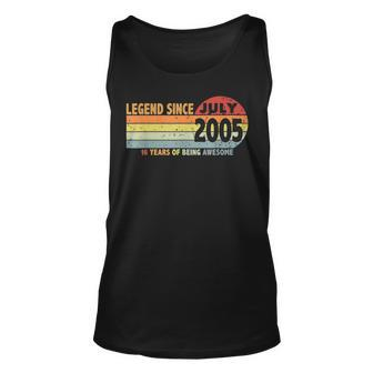 16Th Birthday Legend Since July 2005 Born In 2005 Decoration Tank Top | Mazezy