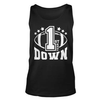 1St Birthday Football Touchdown-First Year Down Themed Party Tank Top - Seseable
