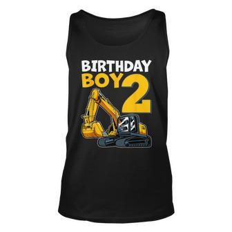 2 Birthday Boy Construction Theme 2 Years Old Birthday Tank Top - Thegiftio UK