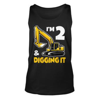 Im 2 Year Old Gift Excavator Construction 2Nd Birthday Boy Unisex Tank Top - Seseable