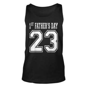 2023 New Dad Papa My First Fathers Day Football Unisex Tank Top | Mazezy
