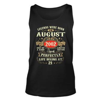 21St Birthday 21 Years Old Legends Born August 2002 Tank Top | Mazezy