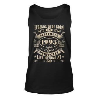 30Th Birthday 30 Years Old Legends Born September 1993 Tank Top - Seseable