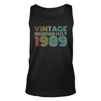 30Th Birthday Vintage July 1989 Thirty Years Old 30Th Birthday Tank Top | Mazezy
