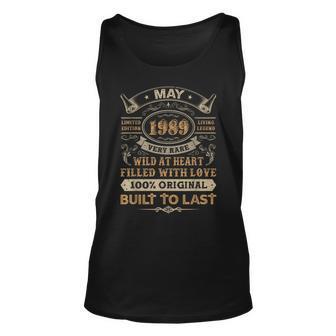 32Nd Birthday Gifts 32 Years Old Retro Born In May 1989 Unisex Tank Top | Mazezy