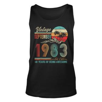 40 Years Old 40Th Birthday Decoration Vintage September 1983 Tank Top | Mazezy