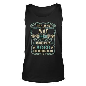 40Th Birthday Gift The Man Myth Legend Born In May 1980 Unisex Tank Top | Mazezy