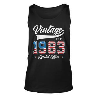 40Th Birthday Patriotic Vintage 1983 Usa Flag 4Th Of July Unisex Tank Top | Mazezy