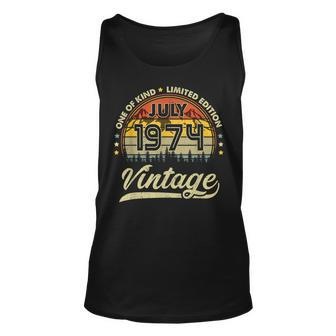 47Th Birthday Gifts 47 Years Old Retro Born In July 1974 Unisex Tank Top | Mazezy
