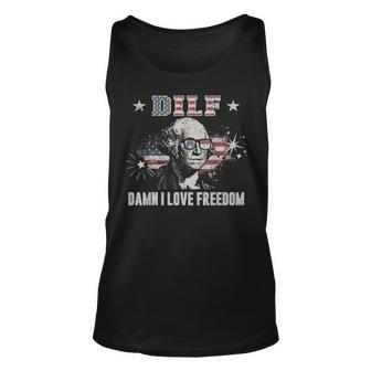 4Th Of July Dilf Damn I Love Freedom Usa Flag Men Tank Top | Mazezy