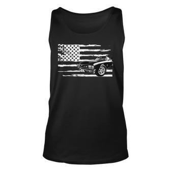 4Th July Muscle Car American Flag Unisex Tank Top | Mazezy